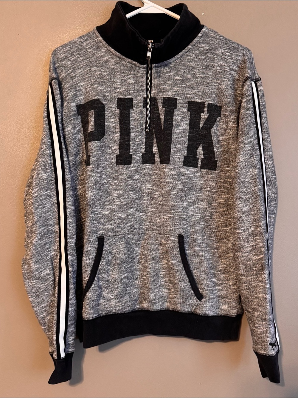 Victoria's Secret PINK Limited Edition Gray Quarter Zip Pullover Oversized XS